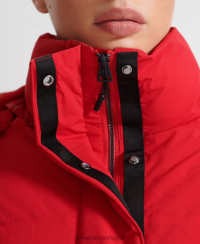 jaqueta boxy puffer trem mulheres vermelho roupas Superdry 2208H5729