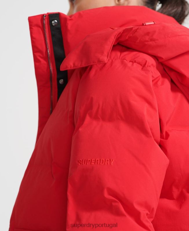 jaqueta boxy puffer trem mulheres vermelho roupas Superdry 2208H5729