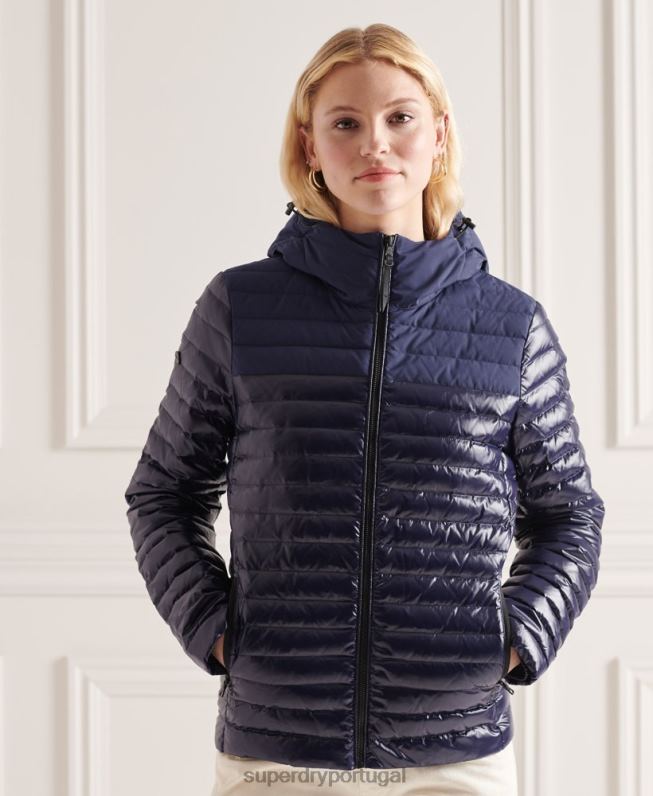 jaqueta contrastante studios mulheres marinha roupas Superdry 2208H5635