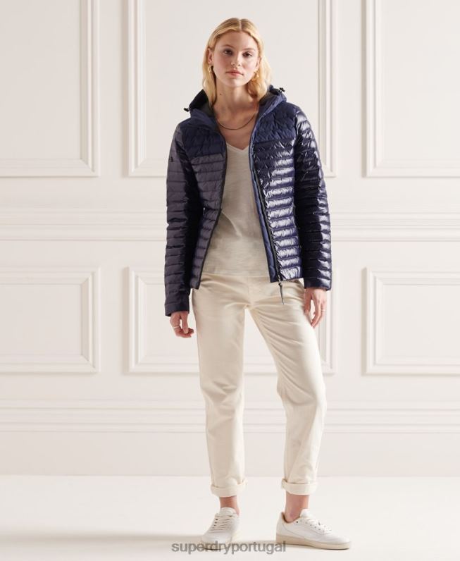 jaqueta contrastante studios mulheres marinha roupas Superdry 2208H5635