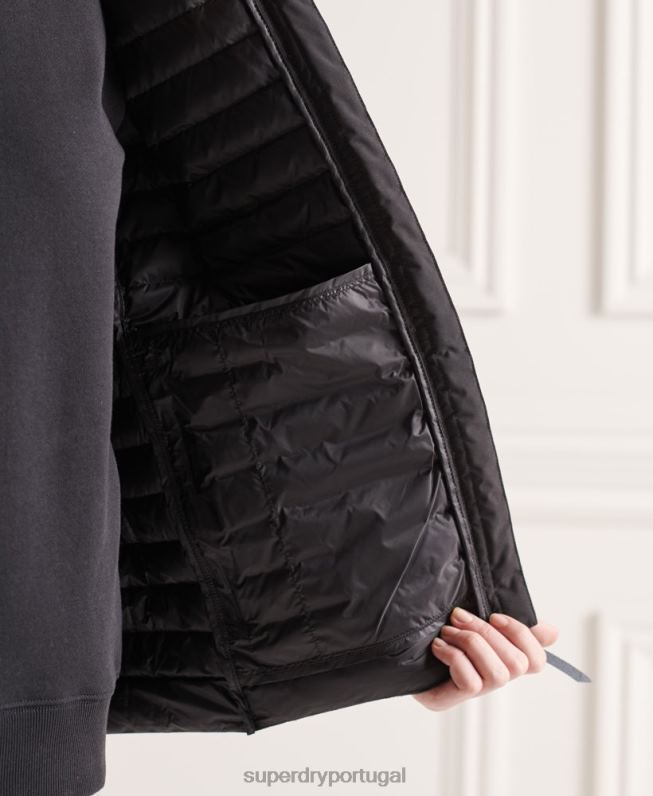 jaqueta contrastante studios mulheres preto roupas Superdry 2208H5710