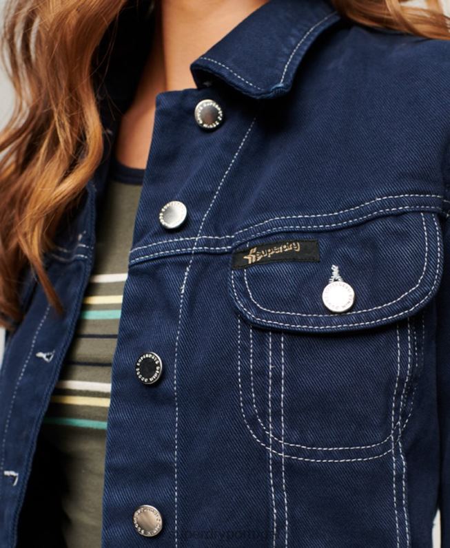 jaqueta cortada para trabalho mulheres marinha roupas Superdry 2208H3528