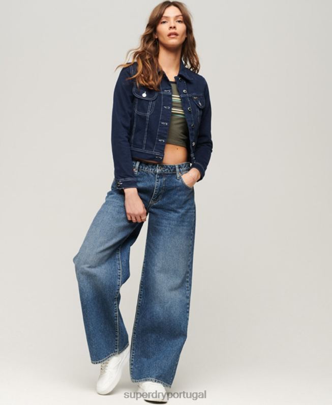 jaqueta cortada para trabalho mulheres marinha roupas Superdry 2208H3528