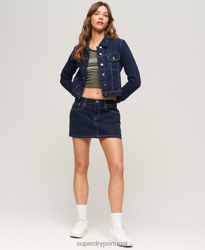 jaqueta cortada para trabalho mulheres marinha roupas Superdry 2208H3528