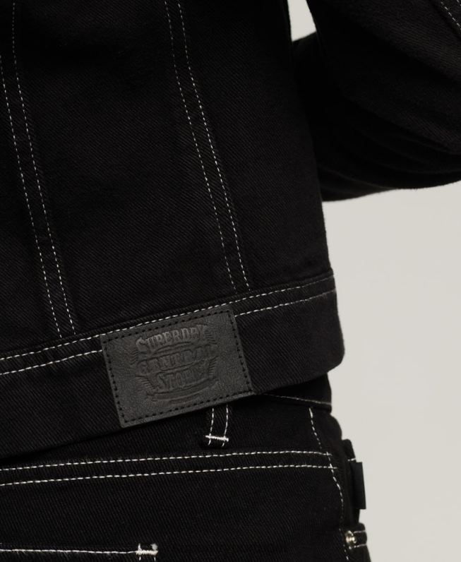 jaqueta cortada para trabalho mulheres preto roupas Superdry 2208H2126