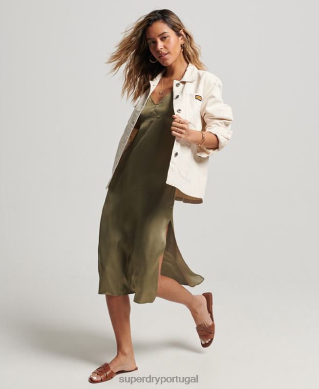 jaqueta de algodão orgânico vintage chore mulheres creme roupas Superdry 2208H1970