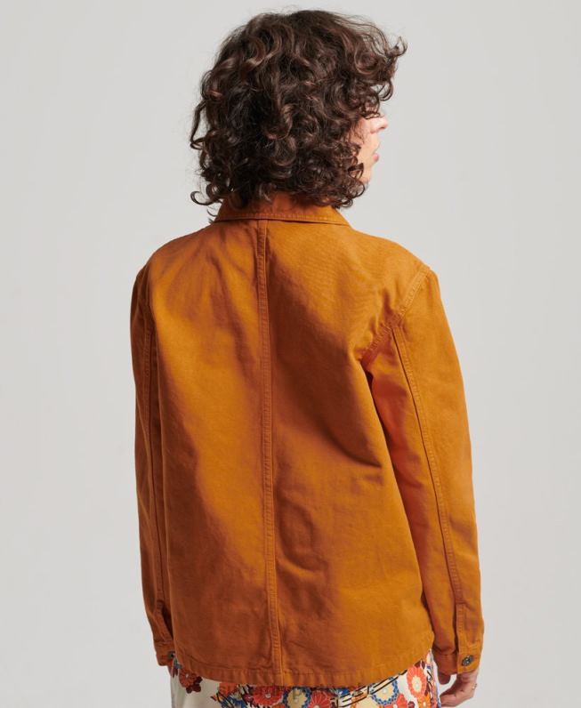 jaqueta de algodão orgânico vintage chore mulheres marrom roupas Superdry 2208H3538