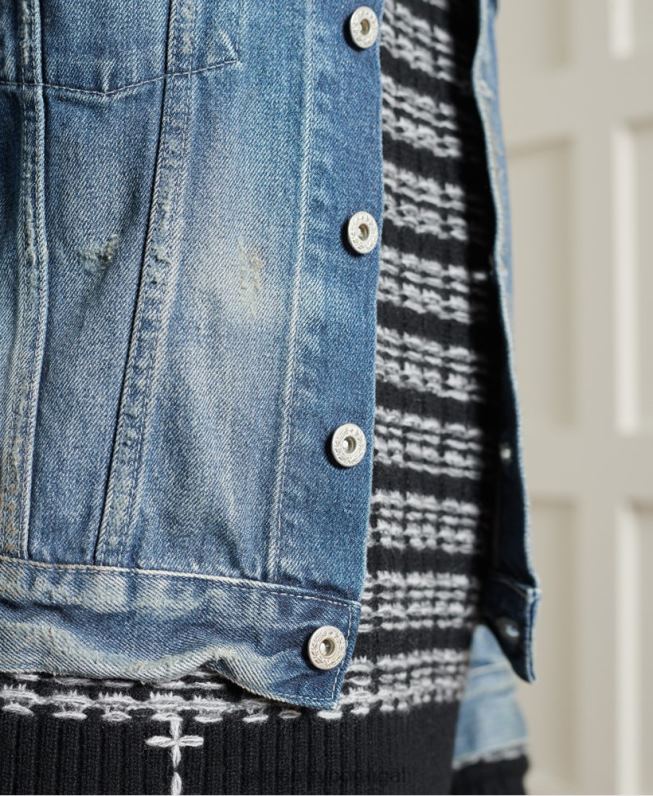 jaqueta de caminhoneiro japonesa seca de edição limitada mulheres azul claro roupas Superdry 2208H3841