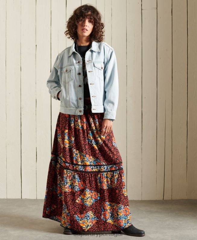 jaqueta de caminhoneiro namorado mulheres azul claro roupas Superdry 2208H5615