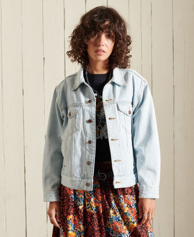 jaqueta de caminhoneiro namorado mulheres azul claro roupas Superdry 2208H5615