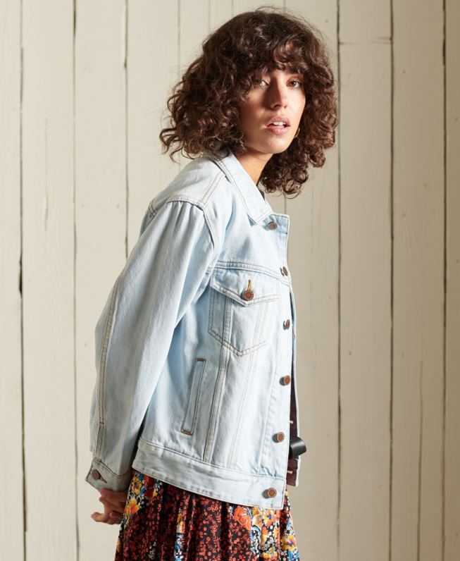 jaqueta de caminhoneiro namorado mulheres azul claro roupas Superdry 2208H5615