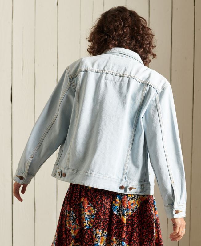 jaqueta de caminhoneiro namorado mulheres azul claro roupas Superdry 2208H5615