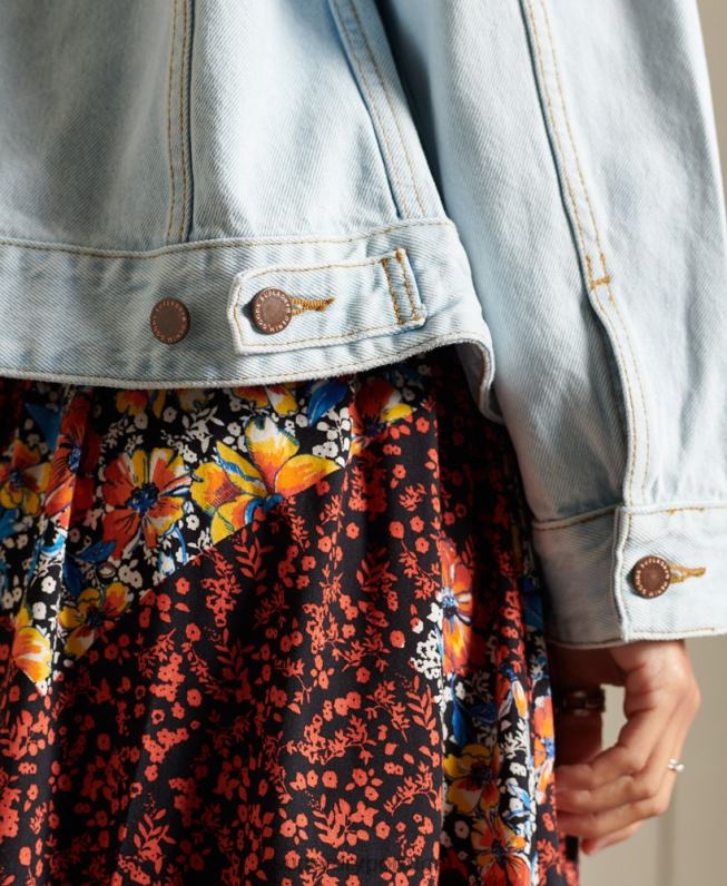 jaqueta de caminhoneiro namorado mulheres azul claro roupas Superdry 2208H5615