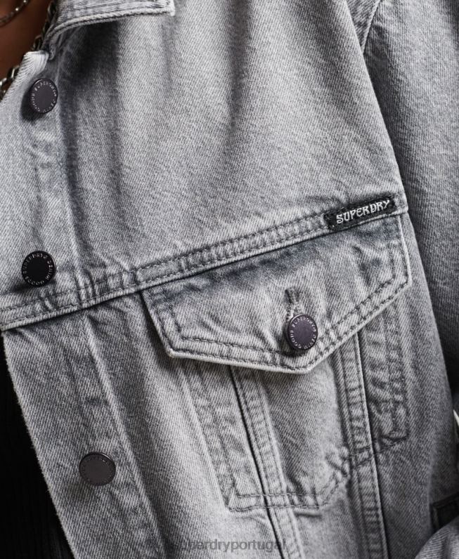 jaqueta de caminhoneiro namorado mulheres cinza roupas Superdry 2208H5430