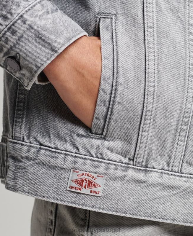 jaqueta de caminhoneiro namorado mulheres cinza roupas Superdry 2208H5430