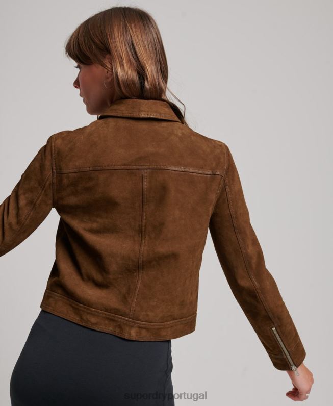 jaqueta de camurça do deserto mulheres marrom roupas Superdry 2208H3541