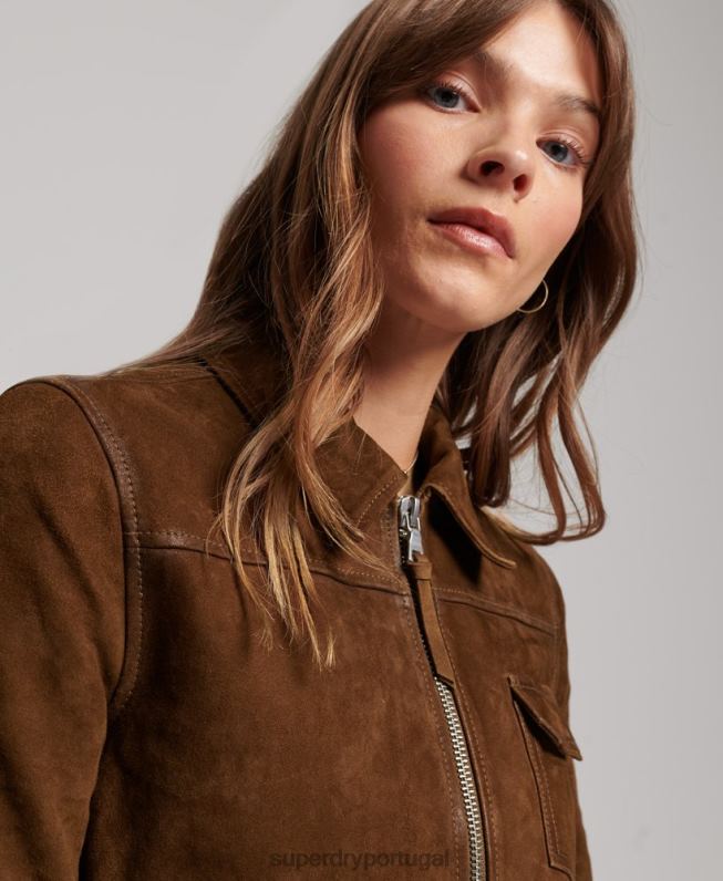jaqueta de camurça do deserto mulheres marrom roupas Superdry 2208H3541