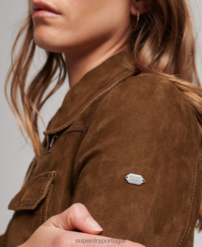 jaqueta de camurça do deserto mulheres marrom roupas Superdry 2208H3541