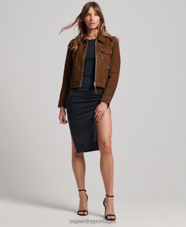 jaqueta de camurça do deserto mulheres marrom roupas Superdry 2208H3541