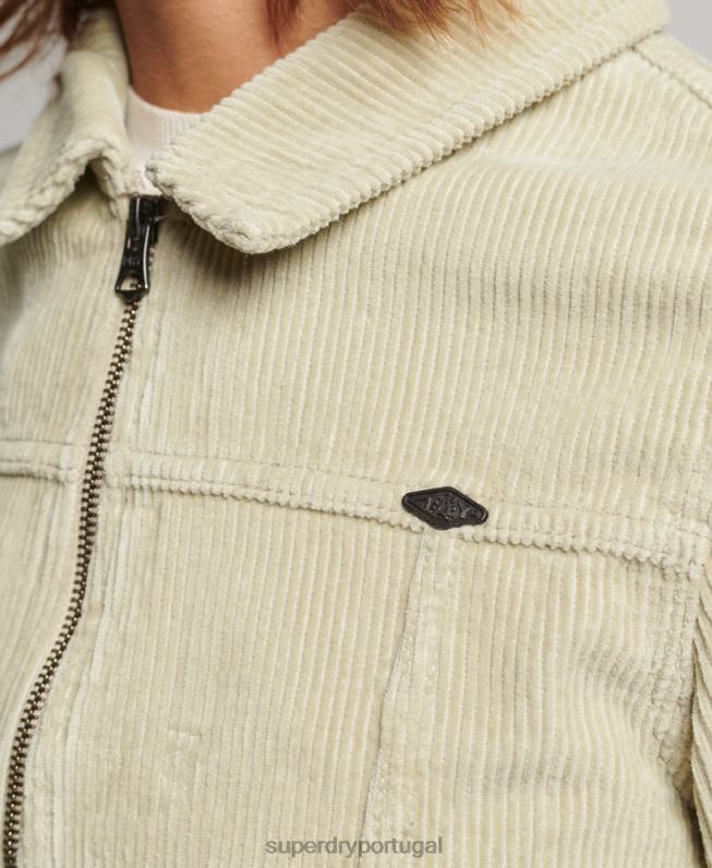 jaqueta de cordão cortado mulheres bege roupas Superdry 2208H2031