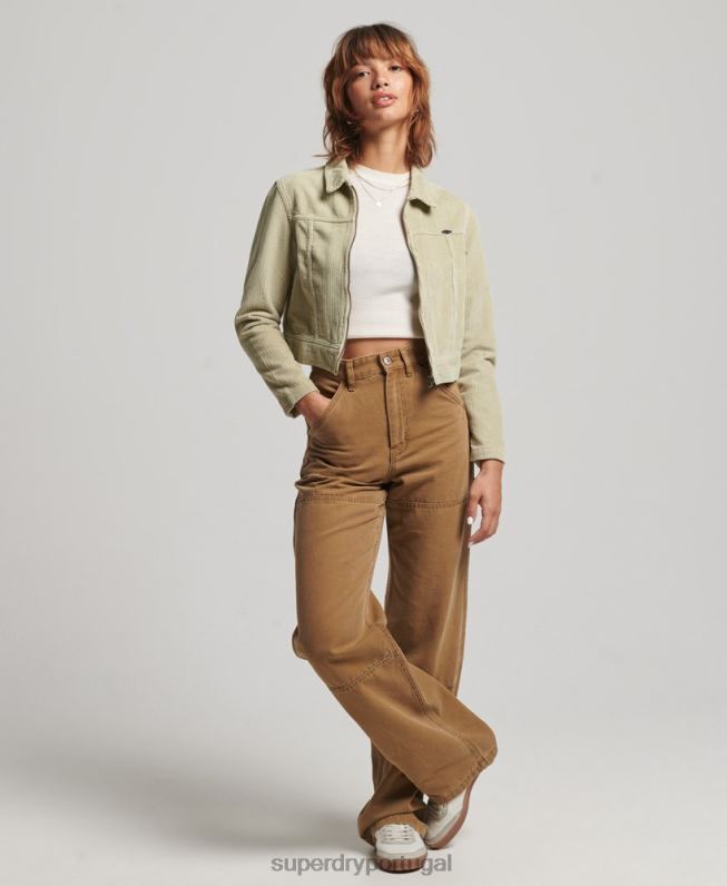 jaqueta de cordão cortado mulheres bege roupas Superdry 2208H2031