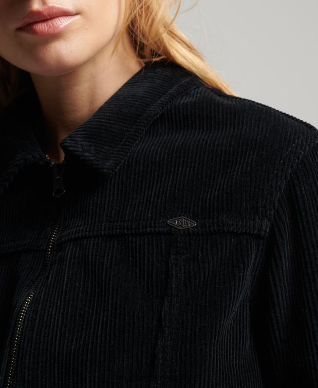 jaqueta de cordão cortado mulheres preto roupas Superdry 2208H3526