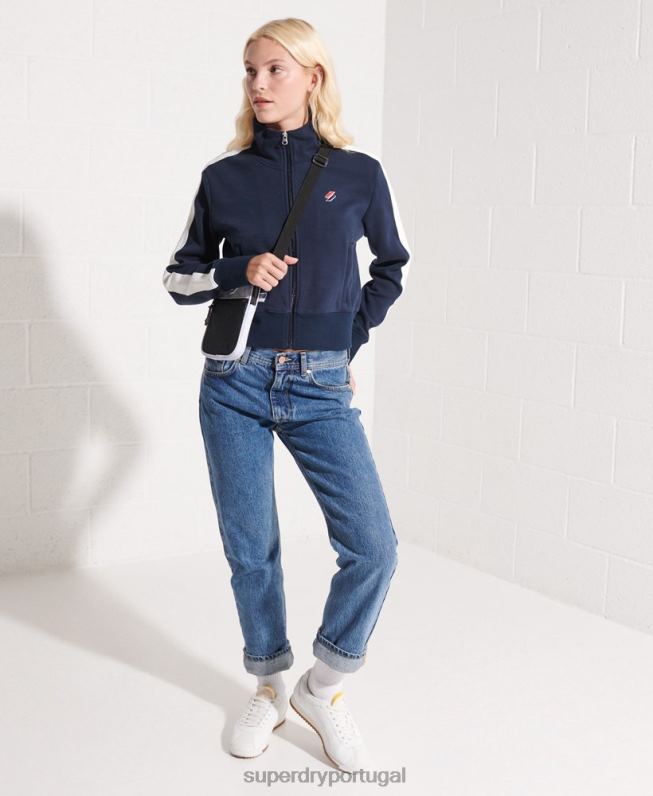 jaqueta de faixa de código mulheres marinha roupas Superdry 2208H5519