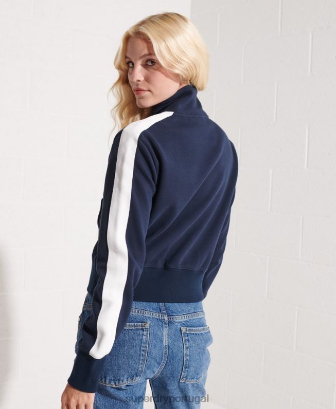 jaqueta de faixa de código mulheres marinha roupas Superdry 2208H5519