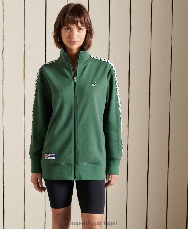 jaqueta de faixa de fita oversized code mulheres verde roupas Superdry 2208H6166