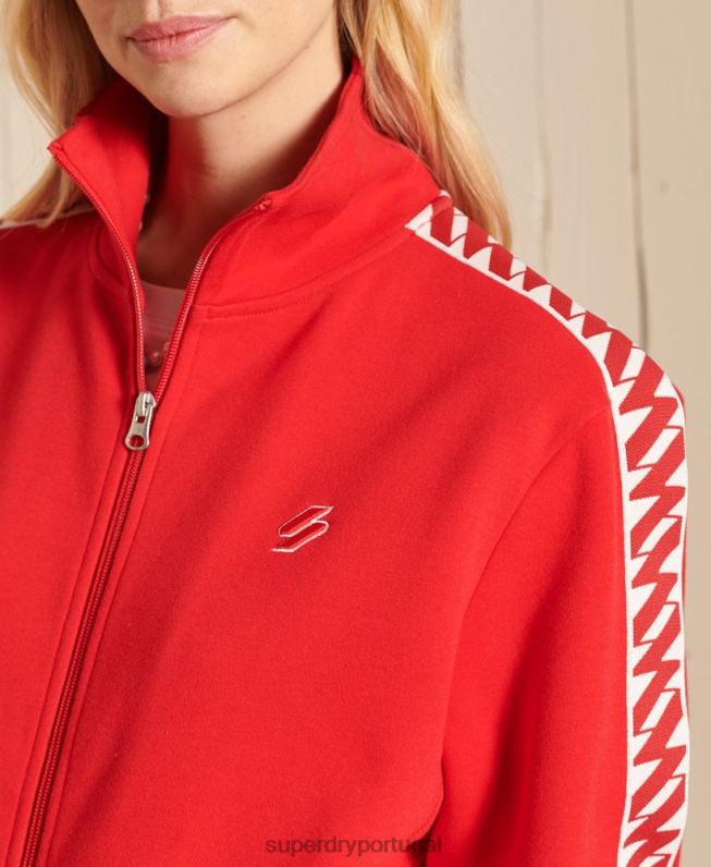 jaqueta de faixa de fita oversized code mulheres vermelho roupas Superdry 2208H6048