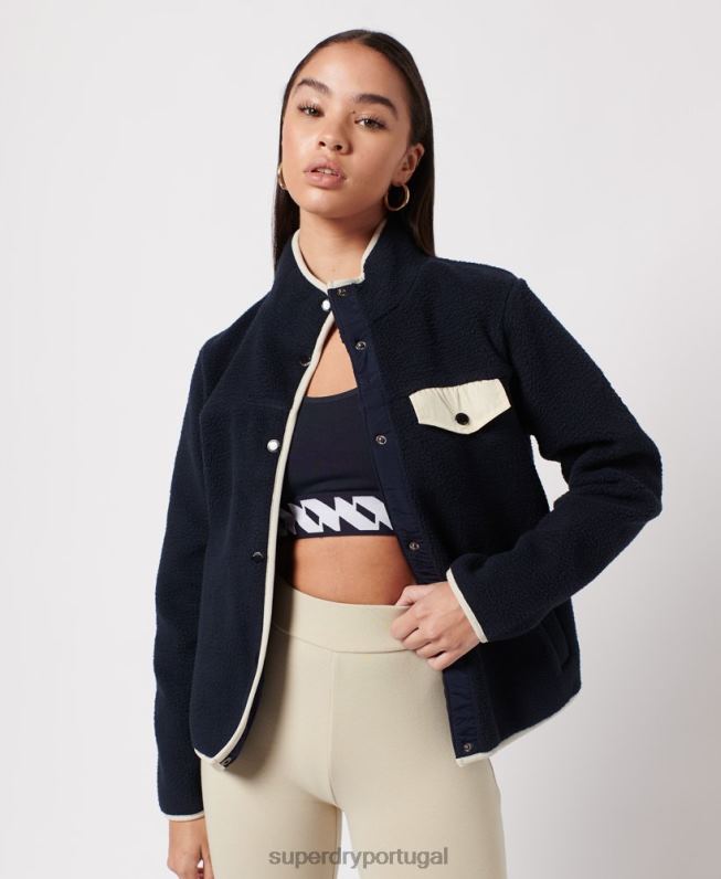 jaqueta de lã de expedição mulheres marinha roupas Superdry 2208H6056