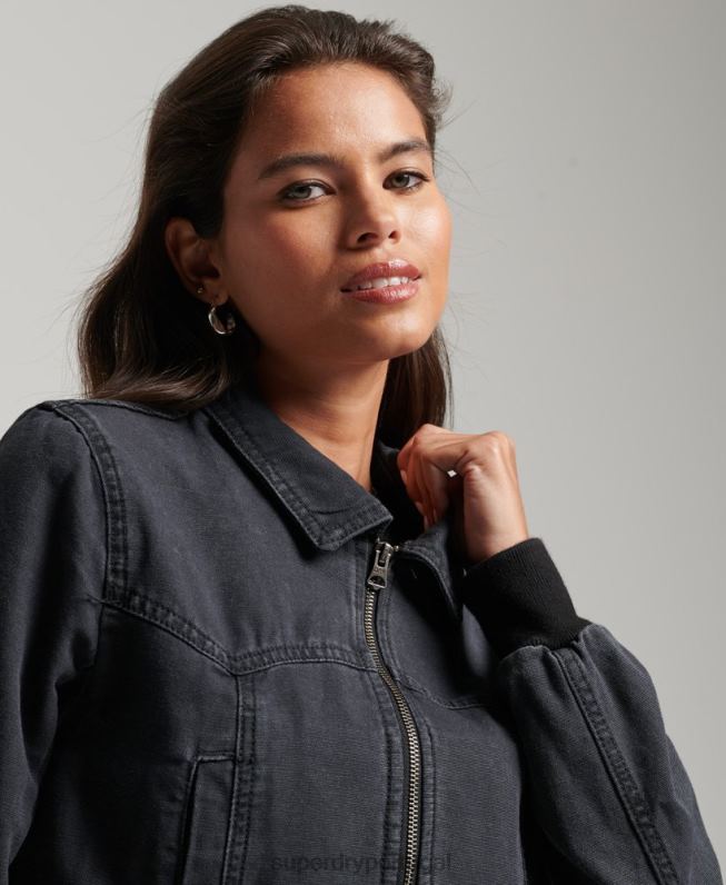 jaqueta de lona de clube indie mulheres preto roupas Superdry 2208H3733