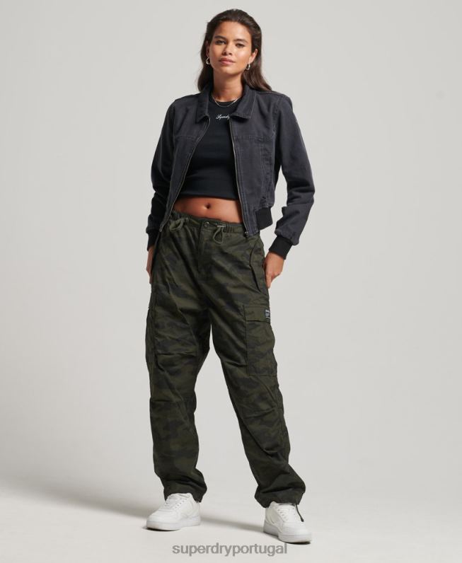 jaqueta de lona de clube indie mulheres preto roupas Superdry 2208H3733