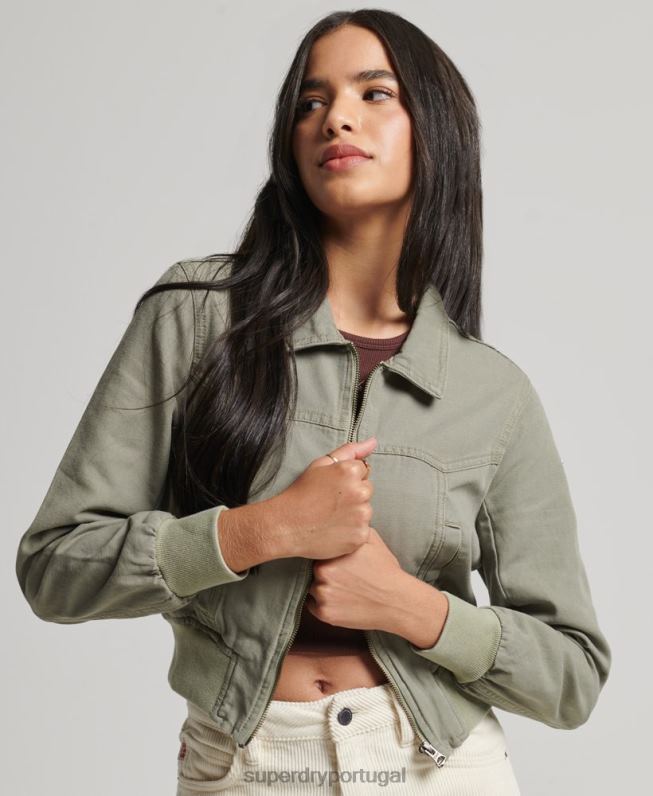 jaqueta de lona de clube indie mulheres verde roupas Superdry 2208H1956