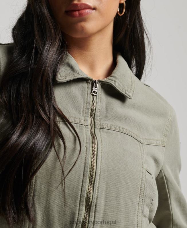 jaqueta de lona de clube indie mulheres verde roupas Superdry 2208H1956