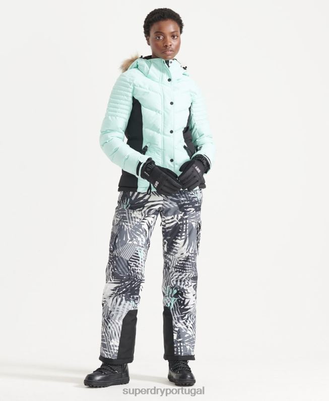 jaqueta de luxo de neve mulheres azul claro roupas Superdry 2208H5460