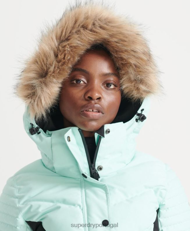 jaqueta de luxo de neve mulheres azul claro roupas Superdry 2208H5460