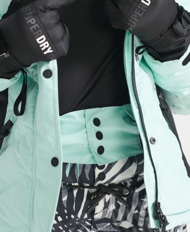 jaqueta de luxo de neve mulheres azul claro roupas Superdry 2208H5460