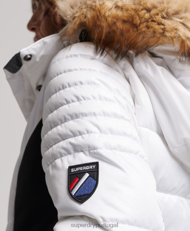 jaqueta de luxo de neve mulheres branco roupas Superdry 2208H3567