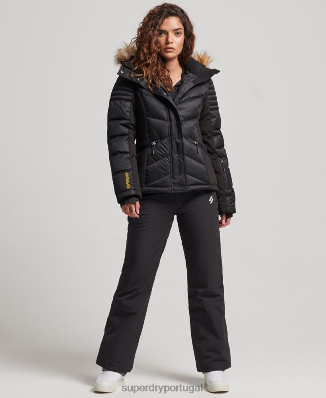 jaqueta de luxo de neve mulheres preto roupas Superdry 2208H3568