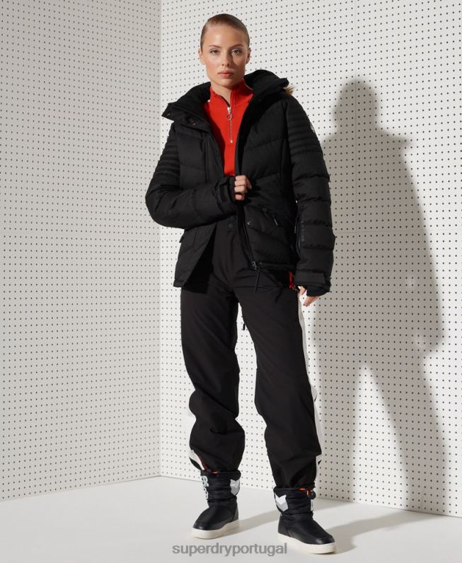jaqueta de luxo de neve mulheres preto roupas Superdry 2208H5543