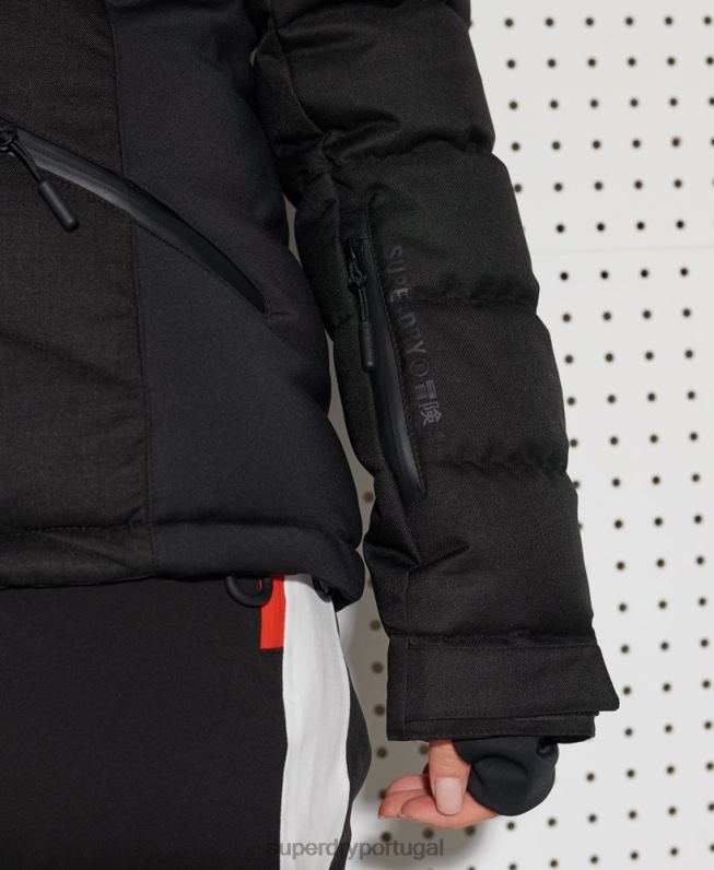 jaqueta de luxo de neve mulheres preto roupas Superdry 2208H5543