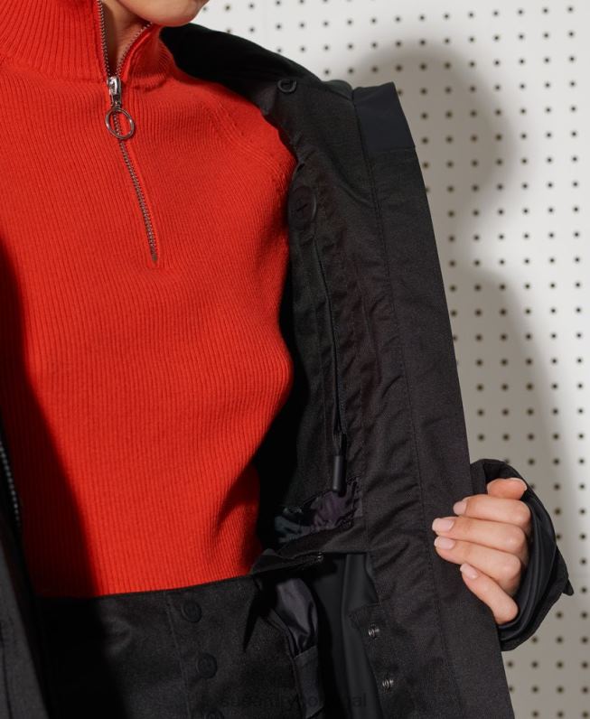 jaqueta de luxo de neve mulheres preto roupas Superdry 2208H5543
