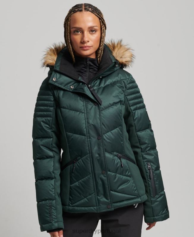 jaqueta de luxo de neve mulheres verde roupas Superdry 2208H3680