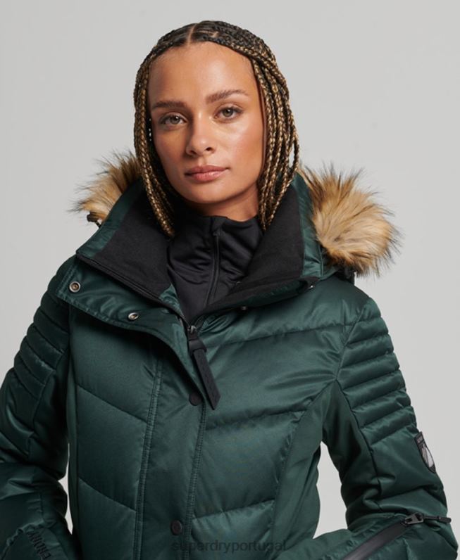 jaqueta de luxo de neve mulheres verde roupas Superdry 2208H3680