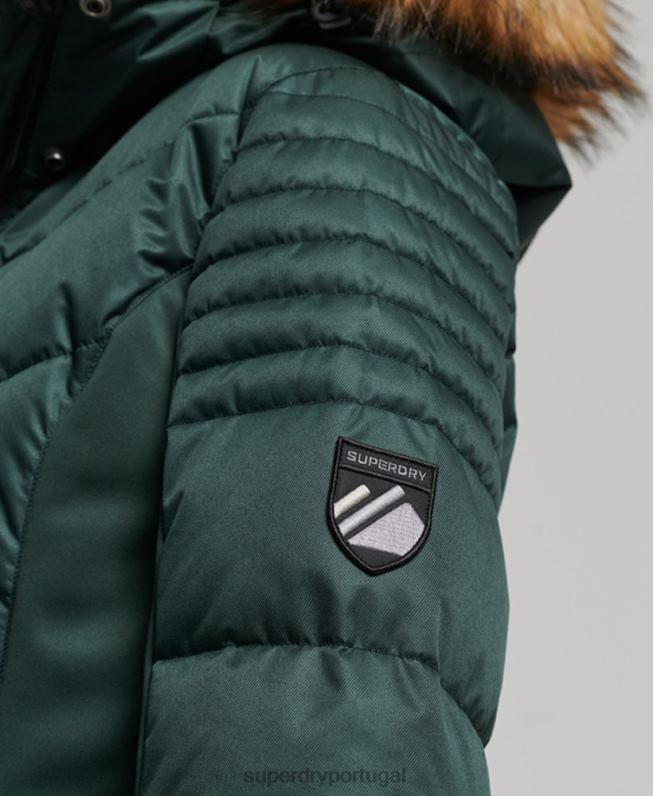jaqueta de luxo de neve mulheres verde roupas Superdry 2208H3680