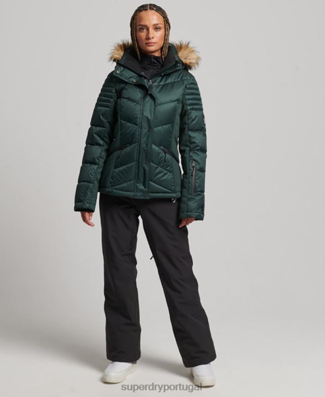 jaqueta de luxo de neve mulheres verde roupas Superdry 2208H3680