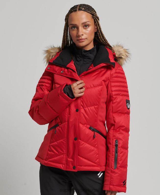 jaqueta de luxo de neve mulheres vermelho roupas Superdry 2208H3566