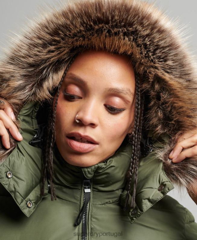 jaqueta de luxo fuji com capuz de montanha mulheres caqui roupas Superdry 2208H5558