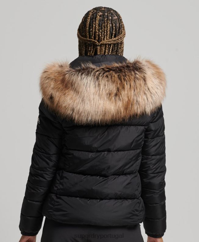 jaqueta de luxo fuji com capuz de montanha mulheres preto roupas Superdry 2208H5504
